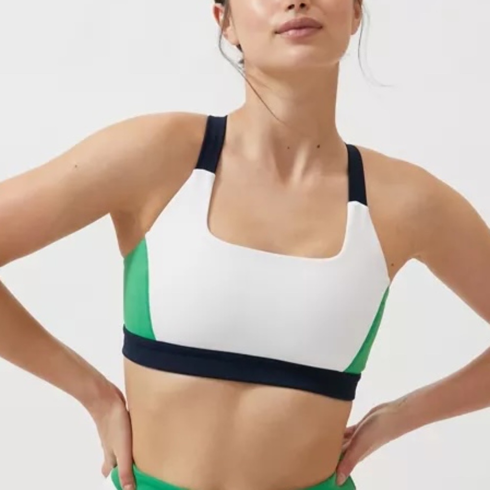 Splits59 Iselin TechFlex Sports Bra - Indigo/Off-White/Green Size Medium